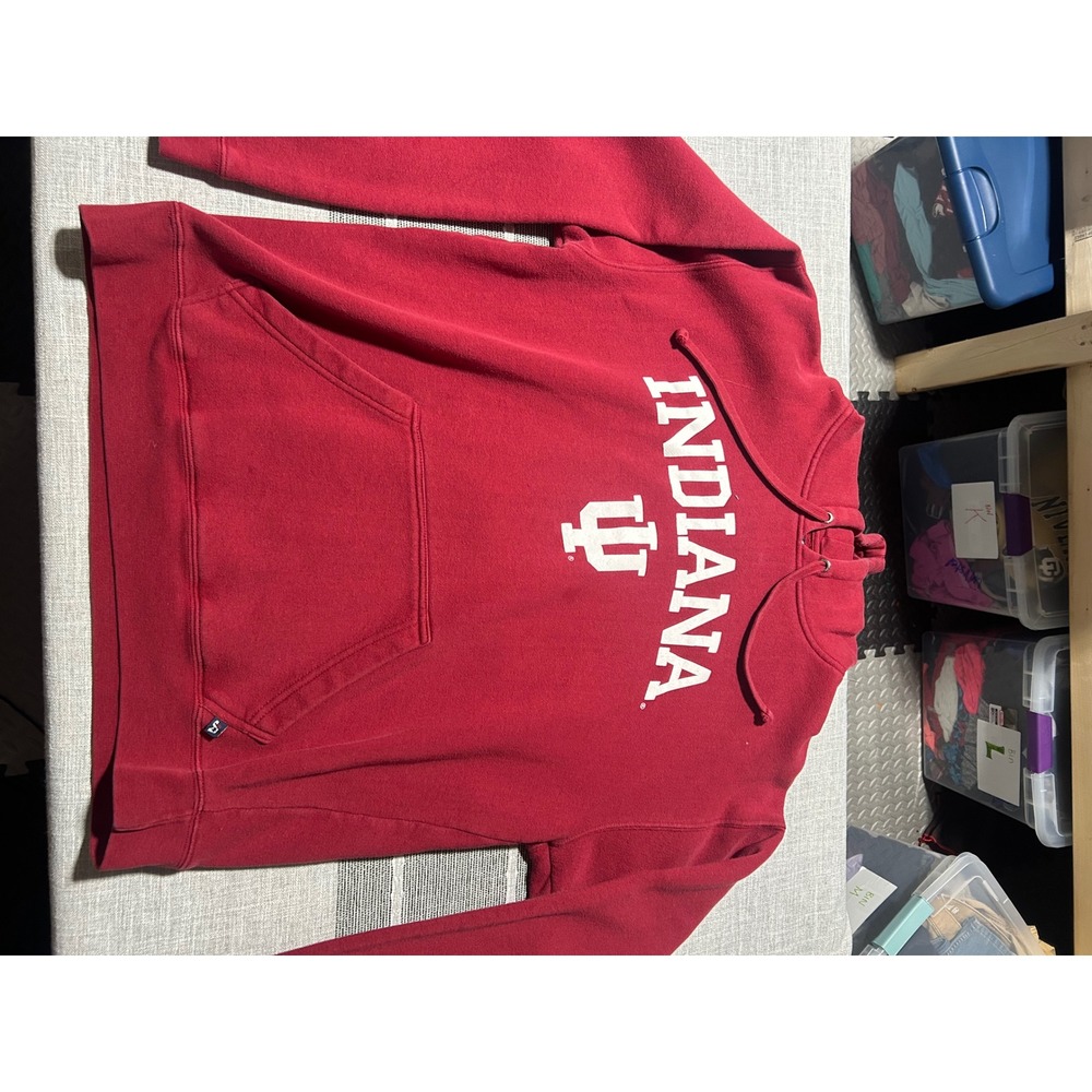 J America Indiana Hoosiers Red Hoodie Sweatshirt‎ Mens Size L
